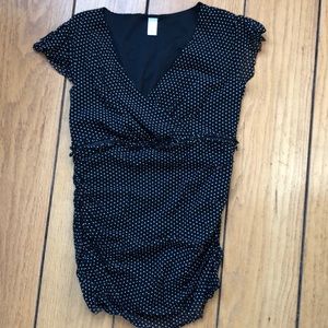 Black and white polka dot blouse